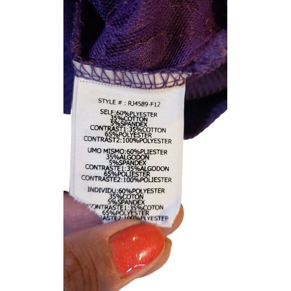 Ryu Knit Cardigan Sweater‎ Purple flower Appliqué fine knit shrug top Size M - Picture 12 of 16